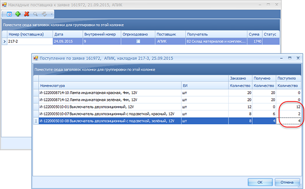 Поступившие изделия
