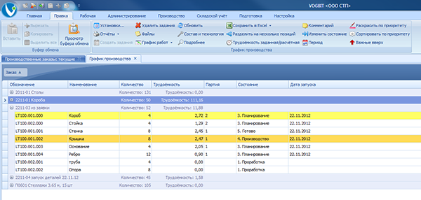 Режим График производства
