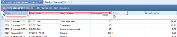 Изменение порядка следования колонок
