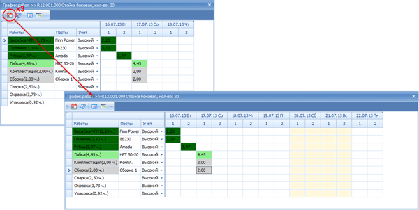 Быстрое "расширение" отображаемого на календаре временного периода
