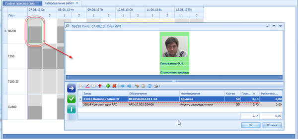 Запланированные работы в сменном задании поста

