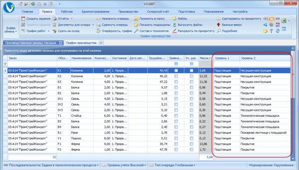 Информация о том, в какой папке лежит позиция плана производства
