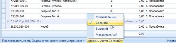 Выбор "среднего" уровня учёта
