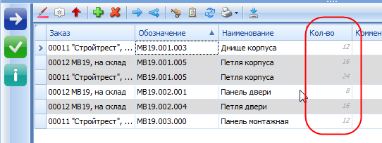 "Высокий" уровень учёта. Показано общее количество изделий, которое должно быть сдано по заданию
