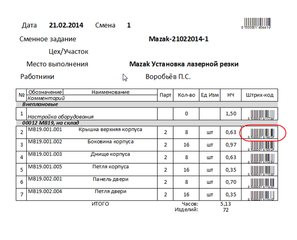 Сменное задание в строительстве образец