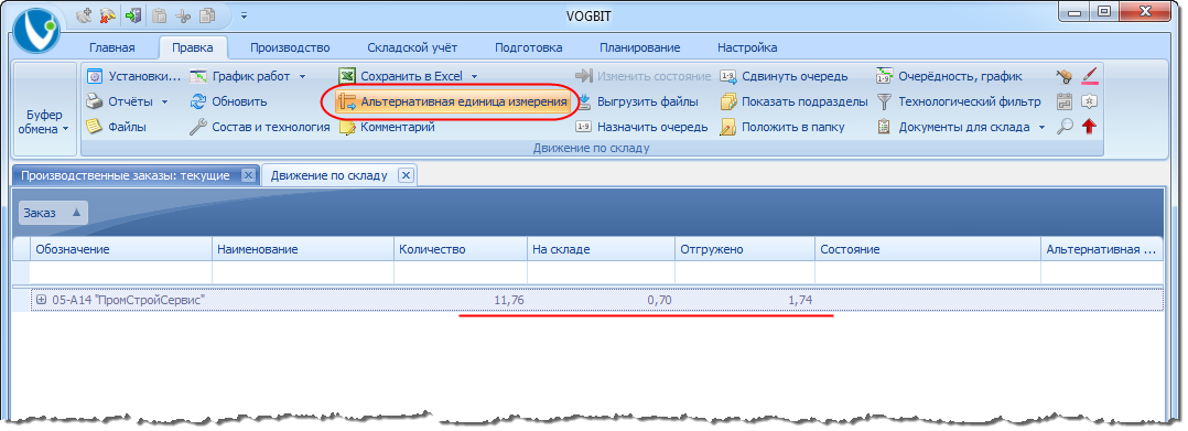 Сводные показатели по заказу в тоннах.
