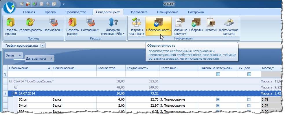 Переход к режиму Обеспеченность.
