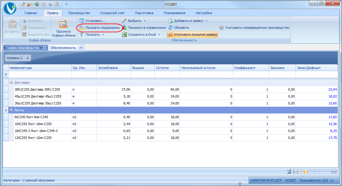 Группировка металла по сортаменту.
