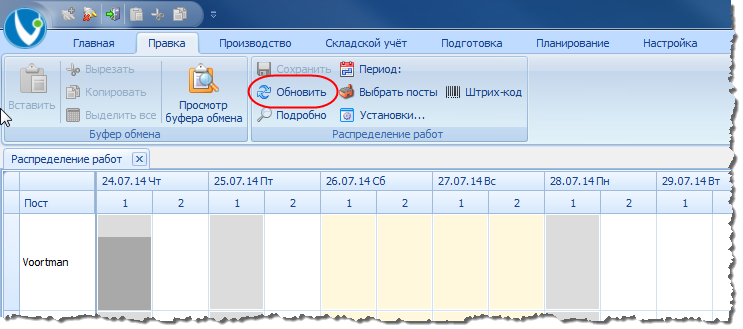 Обновление информации на экране.
